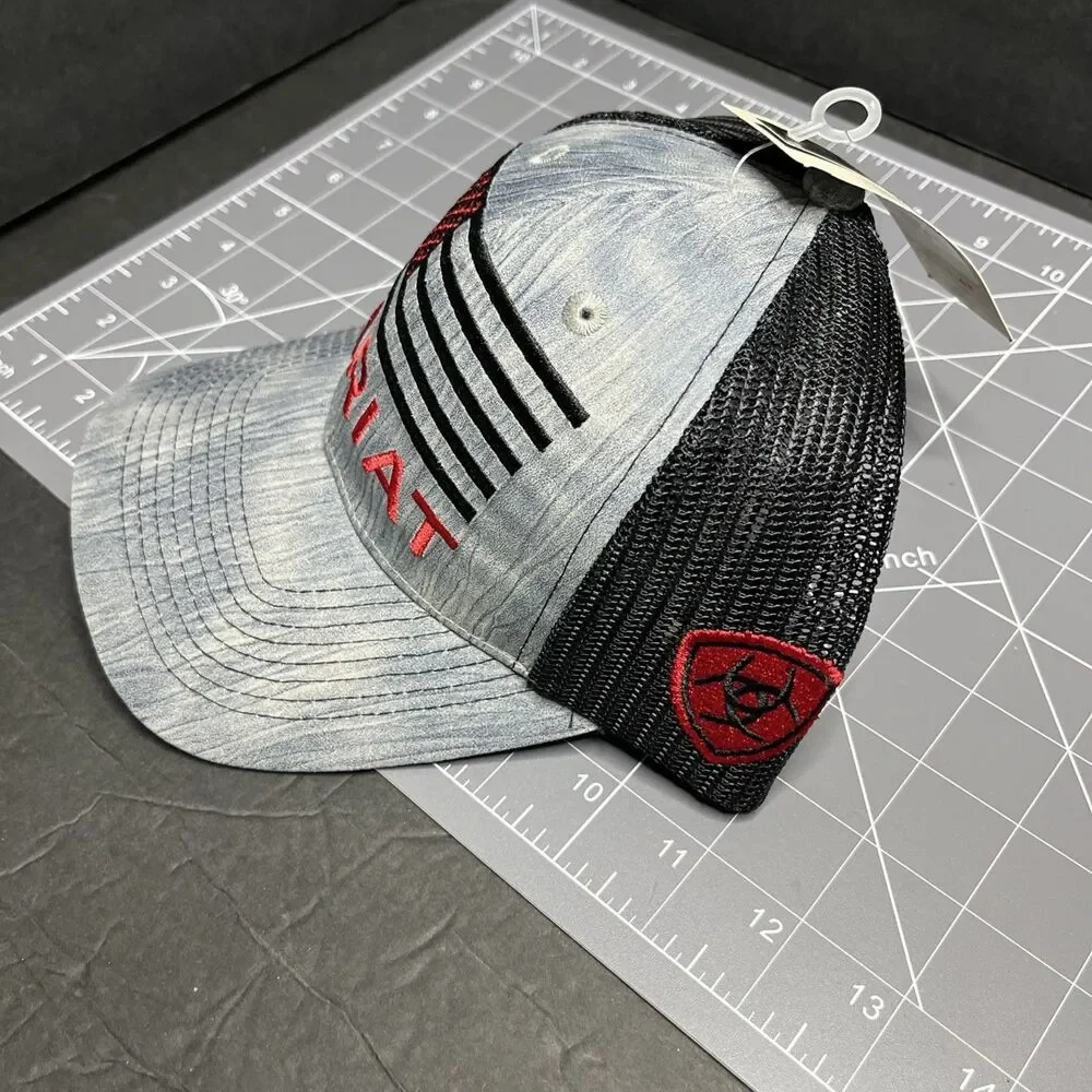 Ariat Hat Cap Snap Back Trucker Mesh American Flag NEW with tags One Size YOUTH